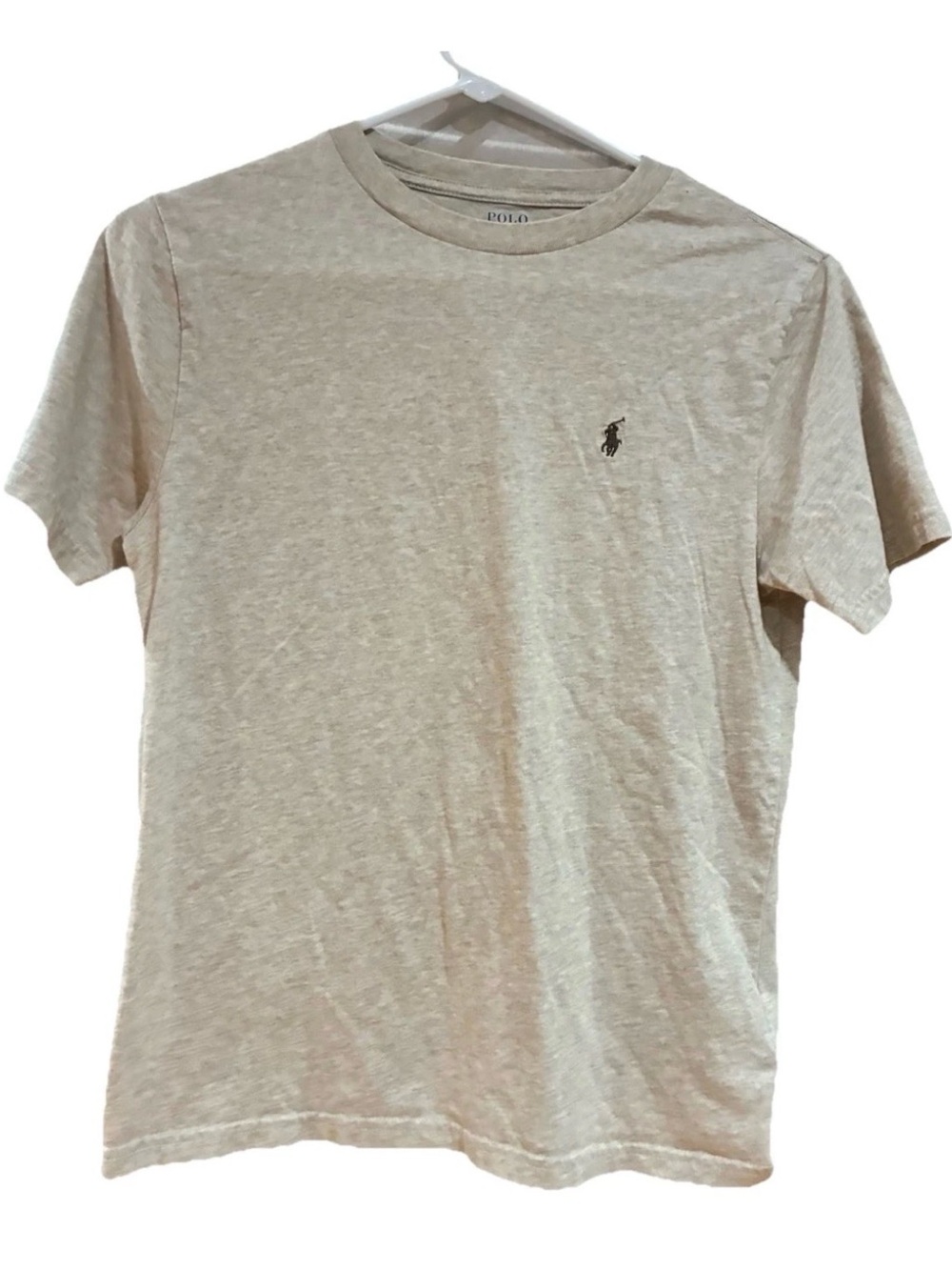 Polo by Ralph Lauren Boys Cream Crew Neck Short Sleeve T-Shirt, Size M (10-12)